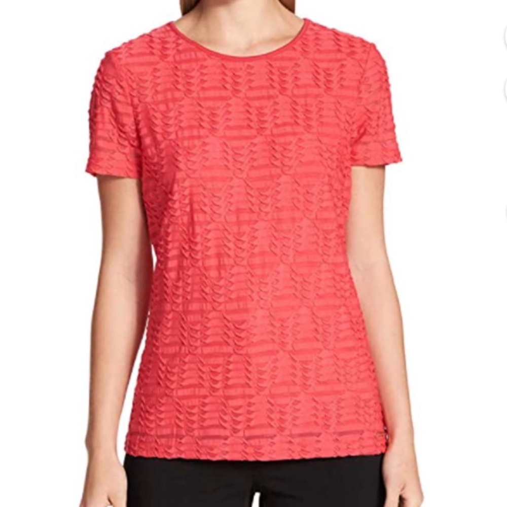 Calvin Klein Stretch Textured Short Sleeve Shirt Watermelon Medium